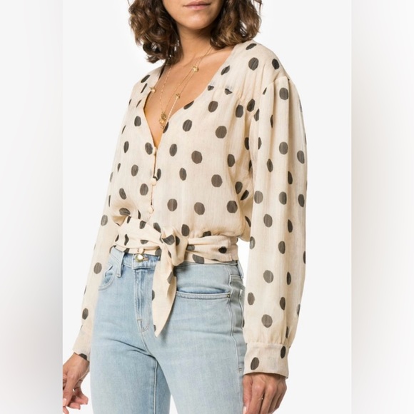 Nanushka Tops - Nanushka Amulet Cream Dot Blouse Size M